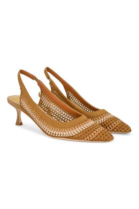 Slingback effetto uncinetto colore cuoio. CHICONIC | 512-CUOIO