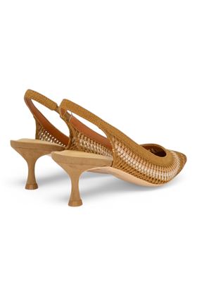 Slingback effetto uncinetto colore cuoio. CHICONIC | 512-CUOIO