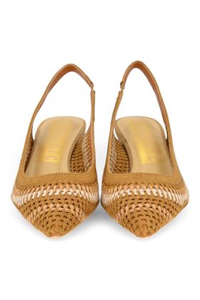Slingback effetto uncinetto colore cuoio. CHICONIC | 512-CUOIO