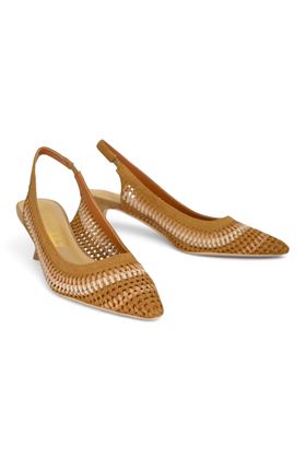 Slingback effetto uncinetto colore cuoio. CHICONIC | 512-CUOIO