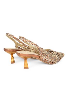Slingback in ecopelle intrecciata colore bronzo. EXE' | 851-BRONZO