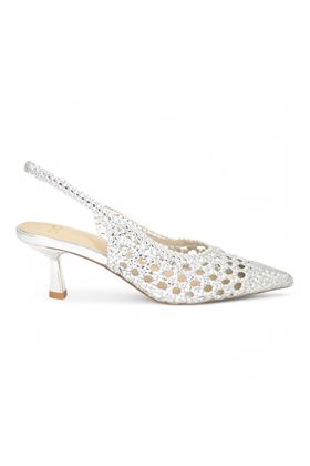 Slingback in ecopelle intrecciata colore argento. EXE' | 851-GHIACCIO