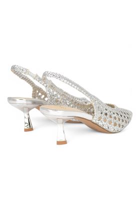 Slingback in ecopelle intrecciata colore argento. EXE' | 851-GHIACCIO