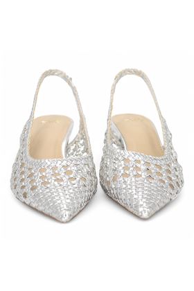 Slingback in ecopelle intrecciata colore argento. EXE' | 851-GHIACCIO