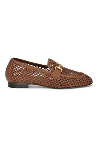 Mocassino donna in pelle intrecciata colore marrone. POEVE | JJA67-MARRONE