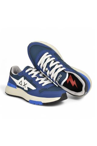 Sneaker uomo in pelle e nylon colore blu. SUN68 | 35120-07