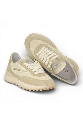 Sneaker Date donna in camoscioe e tela colore panna. DATE | W441ATNY-IV