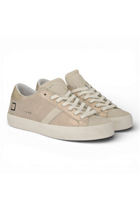 Sneaker donna Date in pelle effetto laminato colore platino. DATE | W441HLST-PL