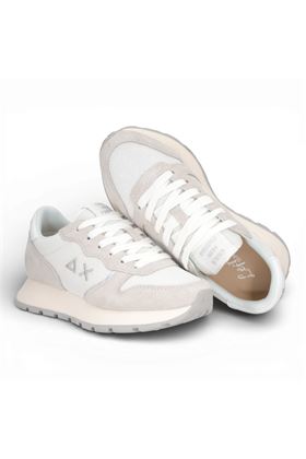 Sneaker donna Sun 68 in tela e camoscio colore bianco. SUN68 | 36203-01