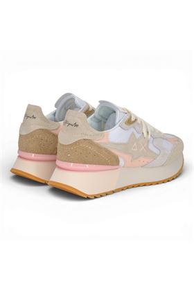 Sneaker donna Sun 68 in tela e camoscio colore bianco. SUN68 | 36215-01