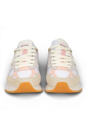 Sneaker donna Sun 68 in tela e camoscio colore bianco. SUN68 | 36215-01