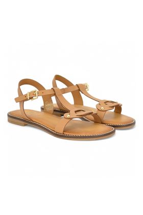 Sandalo donna in pelle colore cuoio. 18+ | 8831-TAN