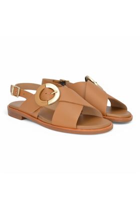 Sandalo donna in pelle colore cuoio. FRAU | 85P6-CUOIO