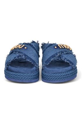 Ciabatta donna in tessuto colore denim. MOU | 45100-4K