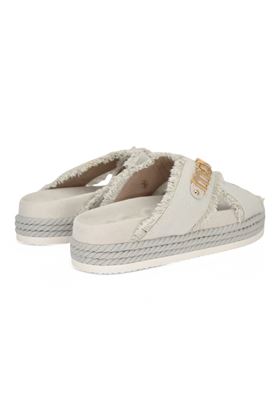 Ciabatta donna in tessuto colore ghiaccio. MOU | 45100-5K