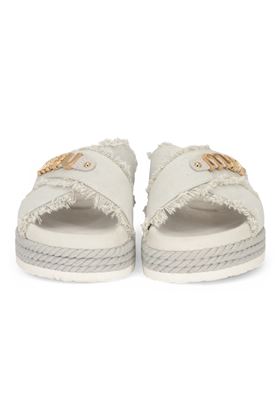 Ciabatta donna in tessuto colore ghiaccio. MOU | 45100-5K
