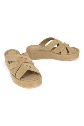 Ciabatta donna in camoscio colore beige. UNISA | KATOU-BEIGE