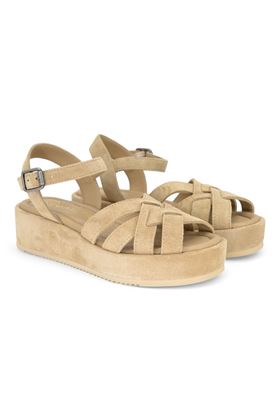 Zatterone in camoscio colore beige. UNISA | KOFY-BEIGE