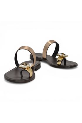 Infradito donna Donnarì in pelle laminata muticolore. DONNARI' | GD08A-LAM.CHAMPAGNE