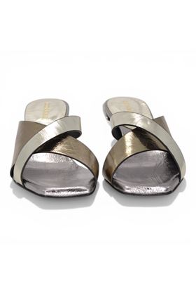 Ciabatta donna Donnarì in pelle multicolore. DONNARI' | GD67I-ACCIAIO