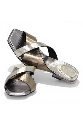 Ciabatta donna Donnarì in pelle multicolore. DONNARI' | GD67I-ACCIAIO