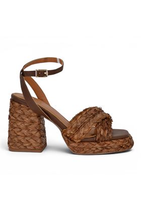 Sandalo donna Exè in rafia colore cuoio. EXE' | 066-LT.BROWN