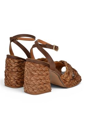 Sandalo donna Exè in rafia colore cuoio. EXE' | 066-LT.BROWN