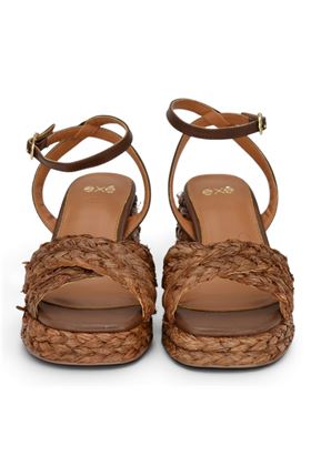 Sandalo donna Exè in rafia colore cuoio. EXE' | 066-LT.BROWN