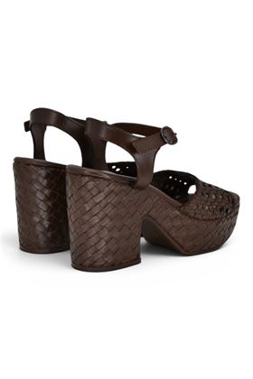 Sandalo donna Exè in pelle intrecciata colore testa di moro. EXE' | 522-BROWN