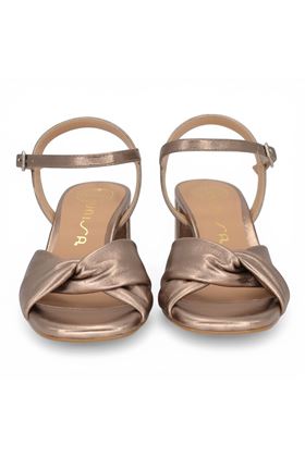 Sandalo donna Bibi Lou in pelle laminata colore champagne. UNISA | MORATY-MUM