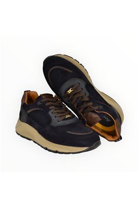 Sneaker uomo in camoscio e pelle colore blu notte. AMBITIOUS | 13422-NAVY