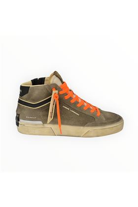 Sneaker uomo in nabuk invecchiato colore militare. CRIME | 15171-83