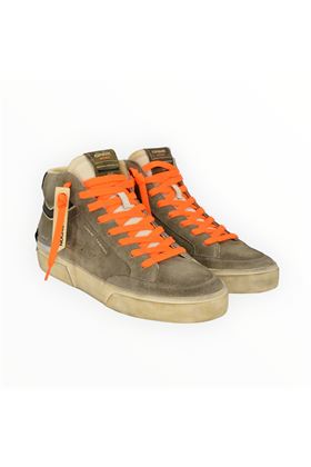Sneaker uomo in nabuk invecchiato colore militare. CRIME | 15171-83