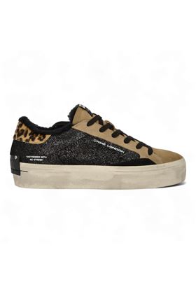 Sneakers donna in pelle e camoscio colore nero. CRIME | 25070-20