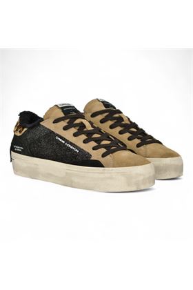 Sneakers donna in pelle e camoscio colore nero. CRIME | 25070-20