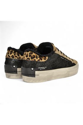 Sneakers donna in pelle e camoscio colore nero. CRIME | 25070-20