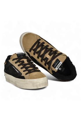 Sneakers donna in pelle e camoscio colore nero. CRIME | 25070-20