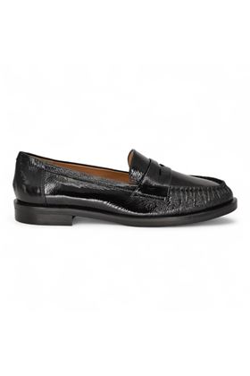 Mocassino donna in vernice nera. DETAIL | F7400-NERO