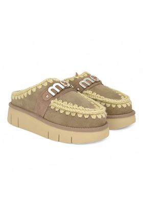 Ciabatta donna in camoscio colore grigio. MOU | 531001A-ELGR