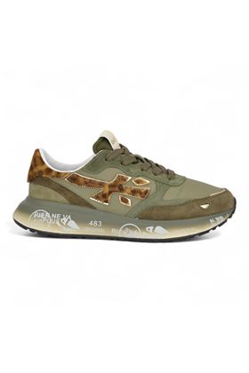 Sneakers donna in camoscio e tela colore verde militare. PREMIATA | LAURYN-7790