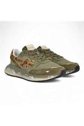 Sneakers donna in camoscio e tela colore verde militare. PREMIATA | LAURYN-7790
