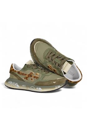 Sneakers donna in camoscio e tela colore verde militare. PREMIATA | LAURYN-7790