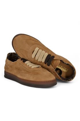 Sneaker uomo in camoscio colore cammello SOLDINI | AKIRA-CAMMELLO